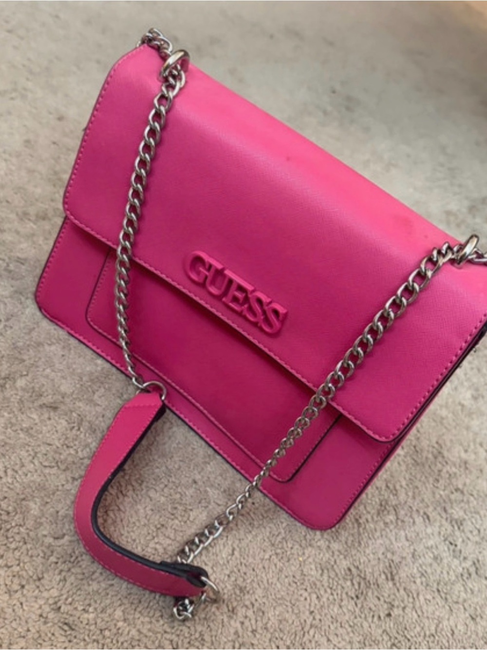 Hot Pink Studded Jelly Satchel Crossbody Handbag